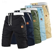 baratos shorts de trabalho-Homens Shorts sociais Burmuda Shorts Shorts de trabalho Bolsos Com Cordão Tecido Conforto Respirável Comprimento do joelho Ao ar livre O negócio Moda Casual Preto Azul