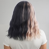 voordelige Synthetische trendy pruiken-Synthetische pruiken Golvend Springerige krullen Asymmetrisch kapsel Strakke pony Machinegemaakt Pruik 40.6 cm A1 Synthetisch haar Dames Elastisch Comfortabel Kleurgradatie Meerkleurig
