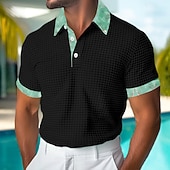 economico Polo Classico da Uomo-Per uomo Testurizzato Maglia da golf Affari Casuale Classico Manica Corta Moda Moderno Tinta unica Hawaii Bottoni Estate Primavera Vestibilità regolare Nero Bianco Verde Cachi Testurizzato