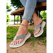 billiga Komfortsandaler-flip flop-sandaler för kvinnor med vadderad sula – avslappnade lätta slip-on skor för sommarpromenader och stranddagar