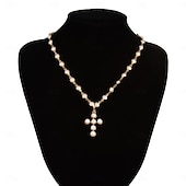 abordables Colliers-Collier de Perles Perle d&#039;imitation Femmes Élégant Mode Naturel Fait main Mariage En Forme de Y Colliers Tendance Pour Mariage Soirée Travail