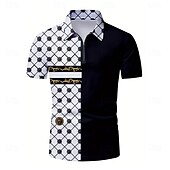 levne Pánské geometrické polo-Pánské Muž Grafika Polo na zip Krátký rukáv Přehnutý Moderní Neformální / sportovní Sporty a outdoor Oblečení na atletiku Běžné / Denní 3D tisk Léto Černobílá