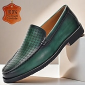 abordables Mocassins en cuir de qualité supérieure-Mocassins en cuir vert pour homme avec motif perforé – chaussures Kentucky Derby pour événements décontractés et semi-formels élégants