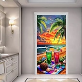 cheap Garage &amp; Door Banners-Beach Drinking Door Decorations Door Covers Door Tapestry Door Curtain Decoration Backdrop Indoor/Outdoor Door Banner for Front Door Farmhouse