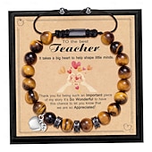 baratos Temporada de Formatura-Pulseira de agradecimento ao professor, linda pulseira de argila ploymer feita à mão, amor, ensino, inspiração, carta, pulseira elástica com contas para mulheres, joias de volta às aulas, presente de