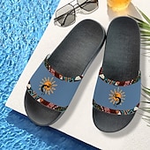 billige Ferietøfler-sklisikre bassengsklier for menn med etnisk trykk – lette sommertøfler med tribal kokopelli-design for strand og bassengkant