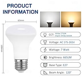 abordables Bombillas LED tipo globo-Bombilla LED E27 R63 de 7 W, 85-265 V, con efecto de bomba de baño, luz tipo hongo, equivalente a 60 W, blanca cálida, para el hogar, la sala de estar y el baño (6 unidades)
