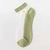 cheap Home Socks-Women Daisy Sheer Socks,Womens Girls Lace Sheer Ankle Sock Thin Mesh Cotton Socks Transparent See Through Tull Low Cut Sock