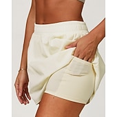 cheap Women's Skirts &amp; Skorts-Women's Solid Colored Casual Skirt Tennis Skirts Tennis Skirts with Shorts Pleated UPF50+ Quick Dry Tennis Golf Pickleball Bottoms Black Ivory Light Green Tennis Clothing