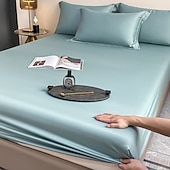 abordables Parures de draps-Drap-housse en soie glacée pièce unique housse de lit en soie glacée d&#039;été protège-matelas Simmons ensemble de trois pièces