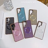 זול מארז סמסונג-טלפון מגן עבור Apple AirTag S24 Ultra Plus S23 Ultra Plus S25 S25 פלוס S25 Ultra כיסוי אחורי מארז ספיחה מגנטי מגנטי תמיכה בטעינה אלחוטית עמיד בזעזועים צבע הדרגתי תבנית גאומטרית PC עור PU
