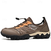 preiswerte Sneaker für Herren-Herren Sneaker Upstream-Schuhe Canyoning Lässig Outdoor PU Leder Netz Atmungsaktiv Bequem Rutschfest Schnürung Schwarz Braun Khaki Sommer Frühling
