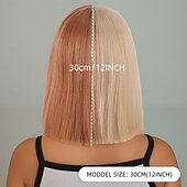 cheap Synthetic Trendy Wigs-Synthetic Wig kinky Straight Yaki Straight Deep Parting Neat Bang Machine Made Wig 12 inch A1 Synthetic Hair Women&#039;s Classic Comfortable Color Gradient Multi-color