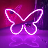 billiga Dekorativa ljus-fjäril neonskyltar led ljus 3aa batteridriven usb-driven vägg neonljus dekor fjäril väggkonst för jul hem sovrum födelsedagsfest dekoration