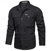 economico Camicie da lavoro da uomo-Per uomo Camicia Camicia Estiva Camicia casual Camicia con Bottoni Camicia cargo Nero Bianco Rosso Blu marino scuro Kaki Manica Lunga Semplice Colletto a Camicia Vacanza Camicia hawaiana Tasca