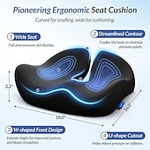 cheap Home Supplies-Ergonomic Memory Foam Seat Cushion, Extra Large Cushion for Office Chair, Pressure Relief Pillow Pad for Sciatica, Tailbone &amp; Back Pain, Long Sitting Support
