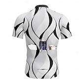 olcso Férfi mezek-Férfi Biciklis ruházat Grafika Mértani Geometriai Rövid ujjú Kerékpár Póló Dzsörzé Felsők 3 hátsó zsebbel UV ellenálló Gyors szárítás Cipzár Fényvisszaverő csíkok Sport Fekete Fehér Kék Ruházat