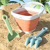 baratos Brinquedos de Praia e ao Ar Livre-balde de areia de praia dobrável 3 pacotes baldes dobráveis conjunto com pás brinquedos de praia dobráveis para crianças baldes de areia de verão para crianças cruzeiro praia essencial