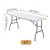 abordables Décoration extérieure-Housse de table en élasthanne pour table de 1,80 m, nappe extensible universelle ajustée pour fêtes, banquets, mariages et événements - noire