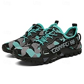 voordelige Casual Sneakers-Voor heren Sneakers Rivierschoenen Canyoning PU Leder Netstof Ademend Comfortabel Anti-slip Veters Zwart Donker paars Blauw Zomer Lente