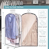 olcso Ruhazsák és fedél-3 csomag ruhatáska ráncolt minden átlátszó ruhahuzat a ruhák felakasztására 40" öltönytáskák szekrény tárolására akasztós ruhatároló öltönyhuzat ingekhez, kabátokhoz, ruhákhoz