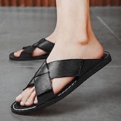 preiswerte Urlaubsandalen-Braune Herren-Sandalen mit Kreuzriemen aus Kunstleder – bequeme Schlupfsandalen mit hochwertiger Lederkonstruktion und verstellbarer Passform, ideal für entspannten Sommerlook und Outdoor-Abenteuer