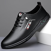 billiga Tillfällig-Herr Sneakers Ledigt PU Läder Andningsfunktion Bekväm Halksäker Snörning Svart Gul Brun Vår Höst