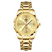 economico Orologi al quarzo-Orologio da Uomo alla Moda al Quarzo Quadrante Digitale a Rombo Doppio Calendario Luminoso Orologio Impermeabile in Acciaio con Decorazione di Strass Orologio da Affari