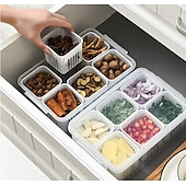 cheap Kitchen Utensils &amp; Gadgets-6-in-1 Refrigerator Storage Bin with Lid - Dust-ProokPreservation &amp; Drainage Box for Onions, Garlic, Fruits&amp;More
