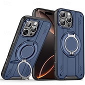 levne Pouzdra pro iPhone-Magnetické adsorpční pouzdro na telefon pro AirTag iPhone 16/15/14/13/12 Pro Max Plus se stojánkem geometrické PC kovové zadní víko bezdrátové nabíjení