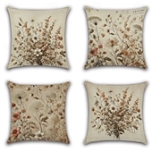 preiswerte Blumen- und Pflanzenstil-Vintage Pastoral Dekorative Kissenbezüge 4PC Weicher quadratischer Sofakissenbezug Kissenbezug für Schlafzimmer Wohnzimmer Sofa Stuhl