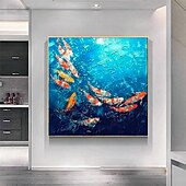 preiswerte Tiergemälde-Ölgemälde handgemalte Fischgemälde Tiergemälde handgemachte Leinwand Wandkunst Pop-Art Ölgemälde Wanddekor