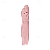 abordables Robes-Femmes Mode Streetwear Chemise Ensembles en coton et lin Ensembles deux pièces Manche Courte Col ras du cou Uni Tenue quotidienne Date Jaune Rose Claire Vert Été Coupe régulière