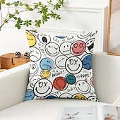 baratos Fronhas de Almofadas de Decoração-Sorriso Feliz Capas de Almofada Decorativas 1PC Almofada Quadrada Macia para Sofá para Quarto Sala de Estar Cadeira