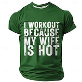 economico Magliette divertenti da uomo-Maglietta grafica divertente per uomini 'Mi alleno perché mia moglie è attraente' umorismo da marito