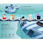 abordables Piscinas, Jacuzzis &amp; Suministros-Sillón flotante inflable para piscina doble, para 2 personas, con respaldo grande, de PVC resistente, con portavasos, resistente a los rayos UV y a las perforaciones, con capacidad de almacenamiento