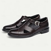 cheap Premium Leather Sandals-Men&#039;s Leather Sandals with Closed Toe – Breathable Non-Slip Summer Shoes for Formal Gatherings, Church  and Outdoor Wear