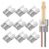 cheap LED Accessories-COB LED Strip Connectors 10 PCS 20 PCS 5mm 8mm 10mm 2-pin LED Strip Connectors LED Tape Connectors Transparent Solderless no Dark Areas Suitable for LED Light Connectors DIY COB/SMD