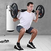 economico Articoli per la casa-1 paio di blocchi a cuneo per squat, blocchi yoga inclinati in EVA neri per equilibrio e flessibilità, allungatore per polpacci per squat, pilates, flessioni e allenamento della forza