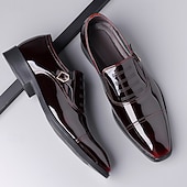 preiswerte Formell-Herrenschuhe - schwarz-weiße Lackschuhe mit Schnalle für Hochzeiten, Galas und Tanzpartys