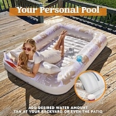 cheap Pools, Hot Tubs &amp; Supplies-Air drying sun pool lounge chair float 85 x 57 oversized pool float for adults with pillows 4-in-1 sun drying bathtub float water blowing balloon pool suitable for summer water party games