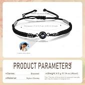 cheap For Men-Personalized Photo Projection Bracelet with Braided Rope Custom Best Gift for Dad, Husband or Boyfriend, Light Projection Jewelry for Father&#039;s Day, Birthday, Anniversary, Christmas