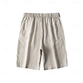 tanie Męskie szorty elitarnie-męskie szorty 100% lniane w jednolitym kolorze za kolano codzienne wakacje styl etniczny niebieski khaki