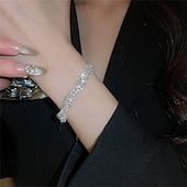 abordables Parures de Bijoux-Parure de bijoux 3 Argent Zircon Chrome Argent 1 Collier 1 Bracelet Boucles d&#039;oreilles Femmes Élégant ancien Mode Mignon Le style rétro Classique Géométrique Parure de Bijoux Pour Mariage Soirée