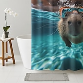billiga Duschdraperier-Duschdraperi med Krokar 180cm*180cm(70&quot;*70&quot;) Polyester Tvättbar Vattentät Mönster Badrum Badkar Dekor Djur Capybara