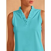 cheap Polos &amp; Quarterzips-Women&#039;s Golf Polo Shirt Baby blue Lake blue Black Sleeveless Top Ladies Golf Attire Clothes Outfits Wear Apparel