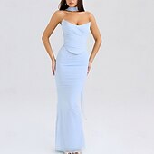 levne Plesové šaty-Mořská panna  trumpet quinceanera šaty elegantní šaty svatba svatební hosté dlouhé do podlahy bez rukávu bezramenné polyesterové bez zad s nařasením