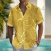 abordables Plantes tropicales-Homme Feuille de palmier Plantes Tropicales Chemise hawaïenne Chemise Boutonnée Manche Courte Hawaïen Resort Vacances Fête Tenue de plage Été Printemps Col Rabattu chemises à col Une poche avant