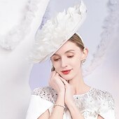 billiga Partyhatt-hattar lin fjäder bowler / cloche hatt solhatt topp hatt bröllop tefest elegant söt med fjäder huvudbonader huvudbonader