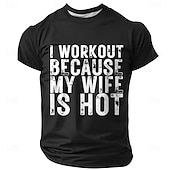 economico Magliette divertenti da uomo-Maglietta grafica divertente per uomini 'Mi alleno perché mia moglie è attraente' umorismo da marito